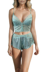 Lunaire Satin and Lace Bralette and Tap Set 082936