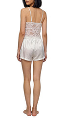 Lunaire Crochet Lace and Satin Bralette and Tap Short Pajama Set 092978