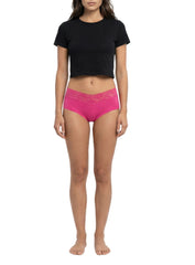 3 Pack Cotton Spandex Boyshort with Lace Waistband 377S02KD