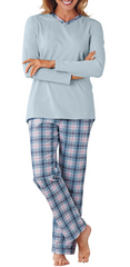 Lunaire Women's Knit and Flannel Pajama Set 54336/54341