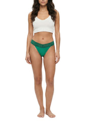 3 Pack Cotton Spandex Thong with Lace Waistband 649654KD