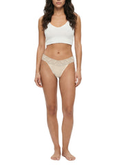 3 Pack Cotton Spandex Thong with Lace Waistband 649654KD