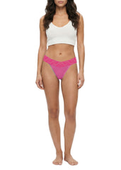 3 Pack Cotton Spandex Thong with Lace Waistband 649654KD