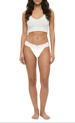 3 Pack Cotton Spandex Thong with Lace Waistband 649654KD