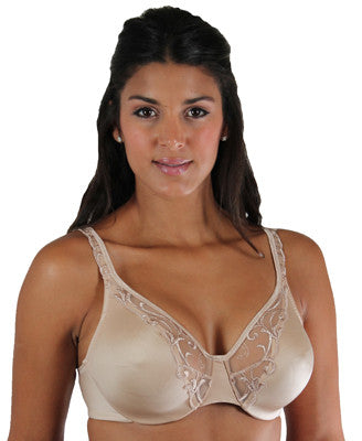 Lilyette Womens Minimizer Beautiful Support Lace Underwire Bra White Size  34C